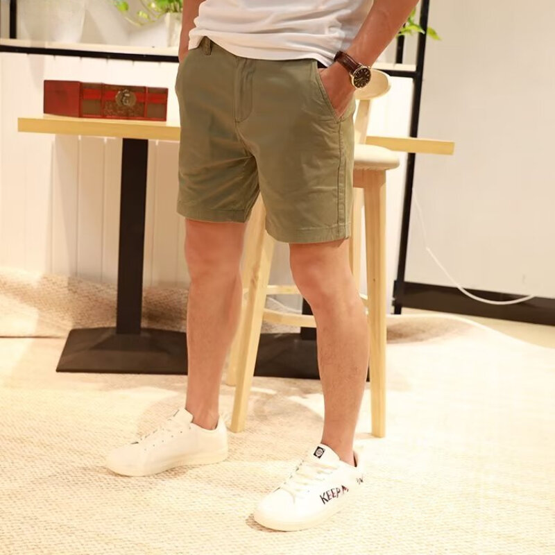 Celana pendek kargo pria Retro harian muda gaya Amerika vitalitas ramping saku canggih kasual populer musim panas semua cocok dasar sederhana