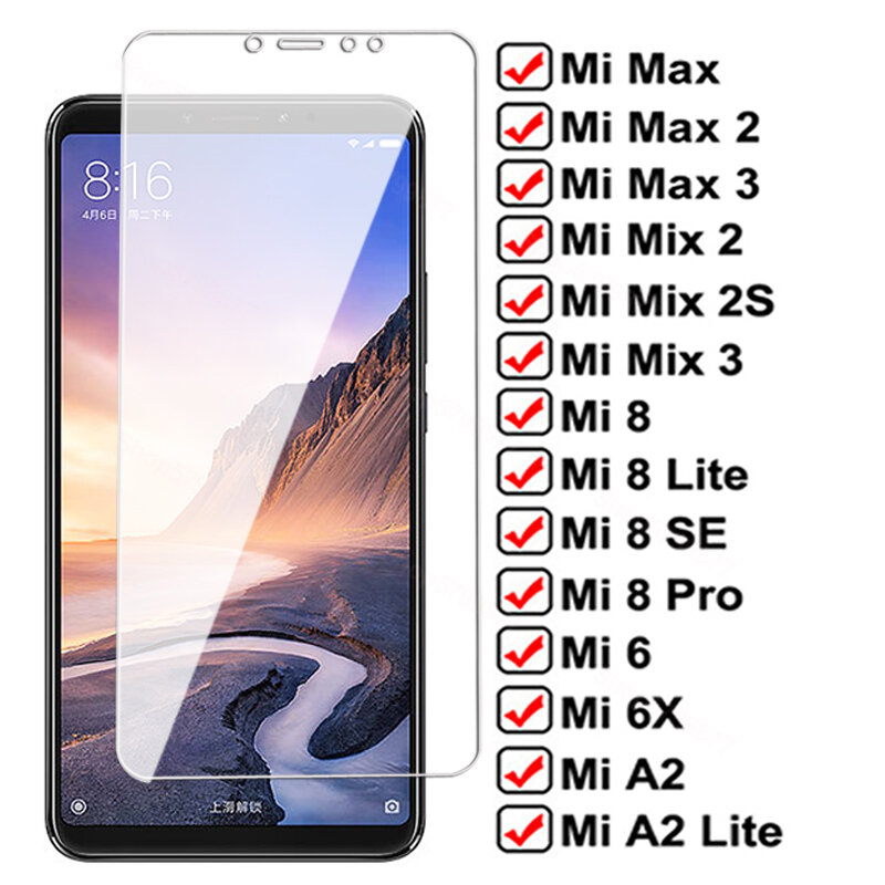 9D Full Cover Protective Glass For Xiaomi Mi Max 2 3 Tempered Screen Protector Mi 8 Pro A2 Lite 6 6X Protection Glass Film Case
