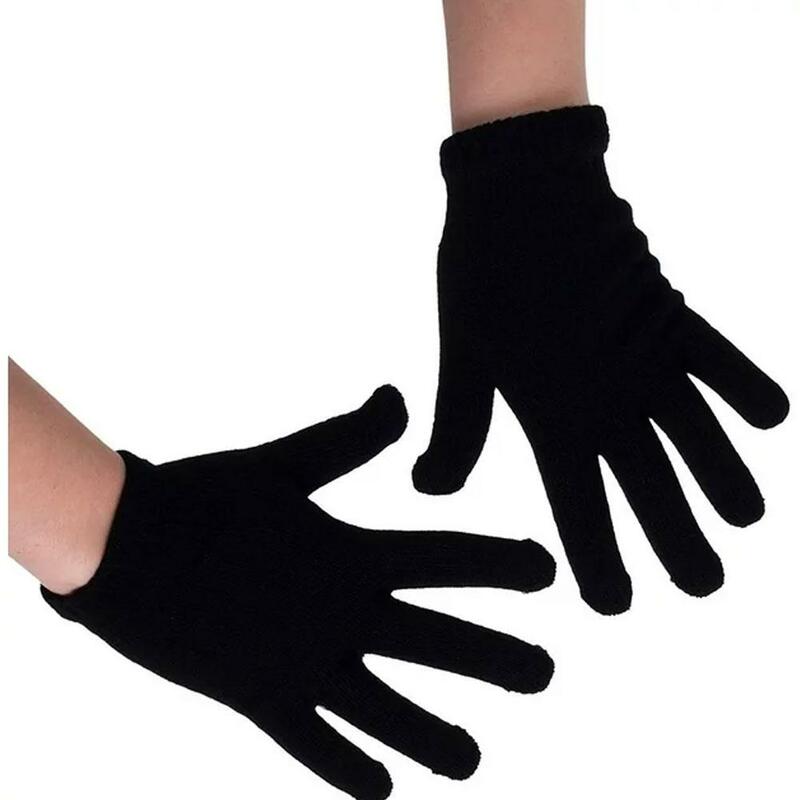 Новинка, 1 пара, перчатки с закрытыми пальцами для мальчиков и девочек, черные эластичные вязаные уличные теплые перчатки для велоспорта, P8j6