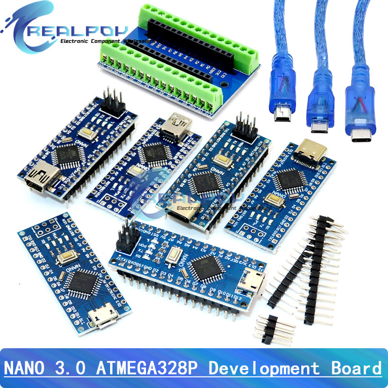 NANO V3.0 3.0 Controller Terminal Adapter Expansion Board NANO IO Shield Simple Extension Plate For Arduino AVR ATMEGA328P Cable