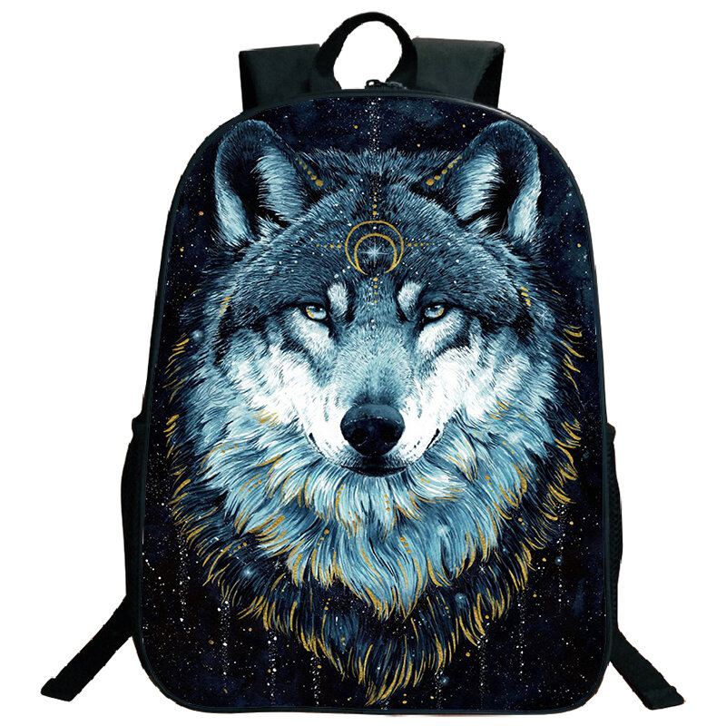 Mochilas con estampado de lobo nórdico para niños y estudiantes, bolsa de libros impermeable, mochila informal, mochilas escolares para niños