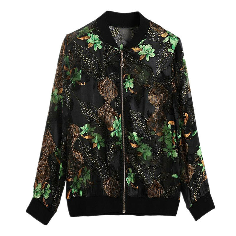 여성용 쉬폰 프린팅 재킷, 자외선 차단, 얇은 코트, 햇빛 화상 방지 카디건, 야구복, 긴팔, 사이즈 M-5XL, 여름