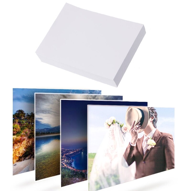 100 hojas/lote papel fotográfico 3R alto brillo para impresora inyección calidad fotográfica, cubiertas