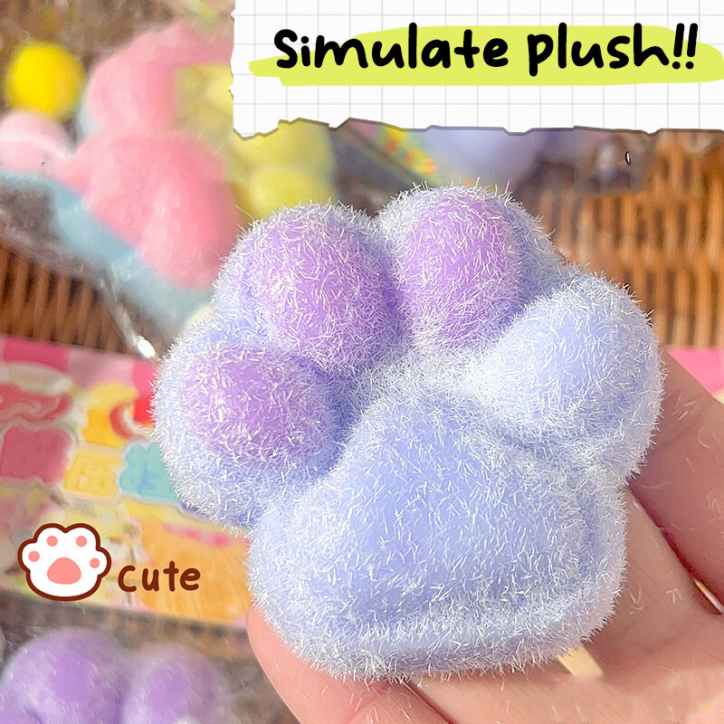 Cat Paw Mochi Taba Squishy Fidget Toy Cute Plush Cat Paw Silicone Slow Rebound Pinch Decompression Toy Stress Release Vent Toy