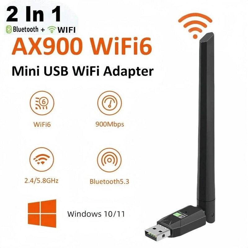 AX900 USB WiFi 6 Bluetooth 5.3 adattatore 2 in1 Dongle Dual Band 2.4G e 5GHz USB WiFi Network Wireless Wlan ricevitore DRIVER gratuito