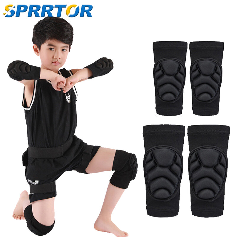 1 Paar Dikke Spons Kniebeschermers Elleboog Brace Pad Guard Collision Avoidance Sport Beschermende Kneepad Voetbal Kniebrace Voor Kind