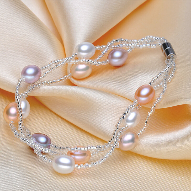 Mode Smart Magnet Armband Frauen, Hochzeit natürliche Süßwasser Perle Armband Femme Schmuck Mädchen Geburtstags geschenk