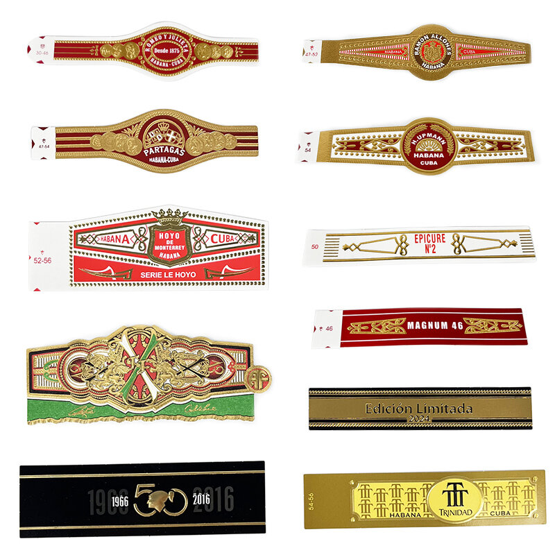 100pcs High Quality cigar band ring Sticker label Printing Embossing Cigar Band Labels