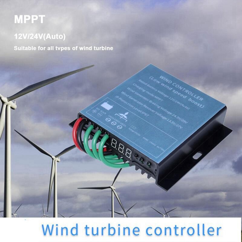 2X pengontrol Generator penggerak angin, 12/24V 800W MPPT pengontrol pengisian daya turbin angin dengan Monitor