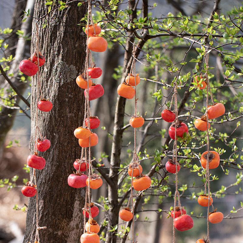 Simulated Persimmon Pendant Artificial Plant Home Decor Garden Hanging Scenery Decoration Thanksgiving Day Party Halloween Props