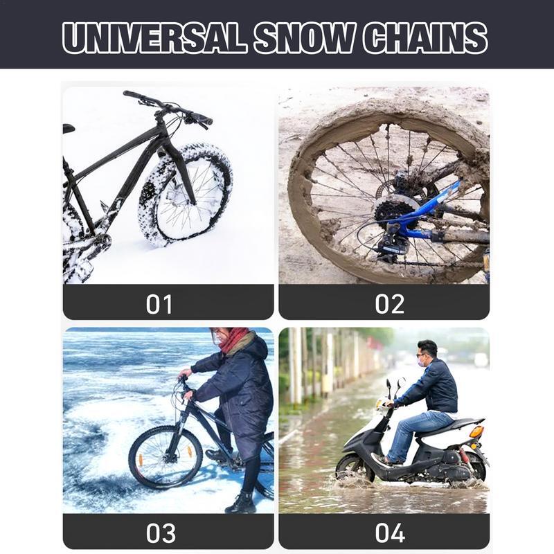 Motorcycle Tire Chains 10Pcs Winter Snow Anti-Skid Tyre Cable Ties Adjustable Tire Traction Strap Outdoor Universal Snow Chains