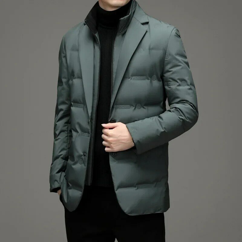 Jaqueta de pato para homens, casaco casual de negócios, colarinho de terno clássico, mantenha parkas quentes, qualidade superior, 90% nova chegada, 2023