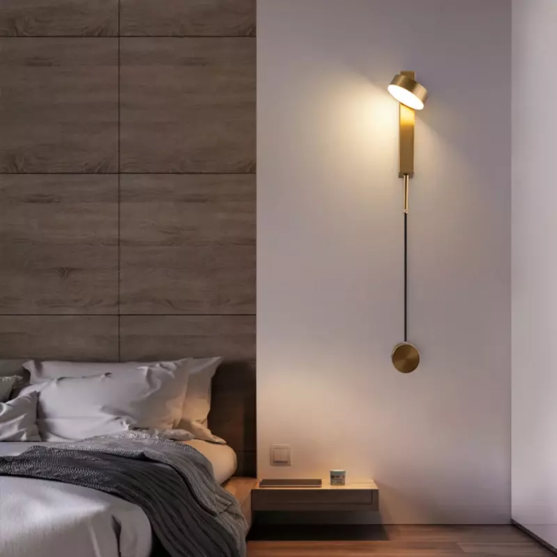 Lámparas Led de pared modernas con interruptor, iluminación interior para dormitorio, mesita de noche, rotación negra, Loft, escalera, pasillo, accesorios de decoración del hogar