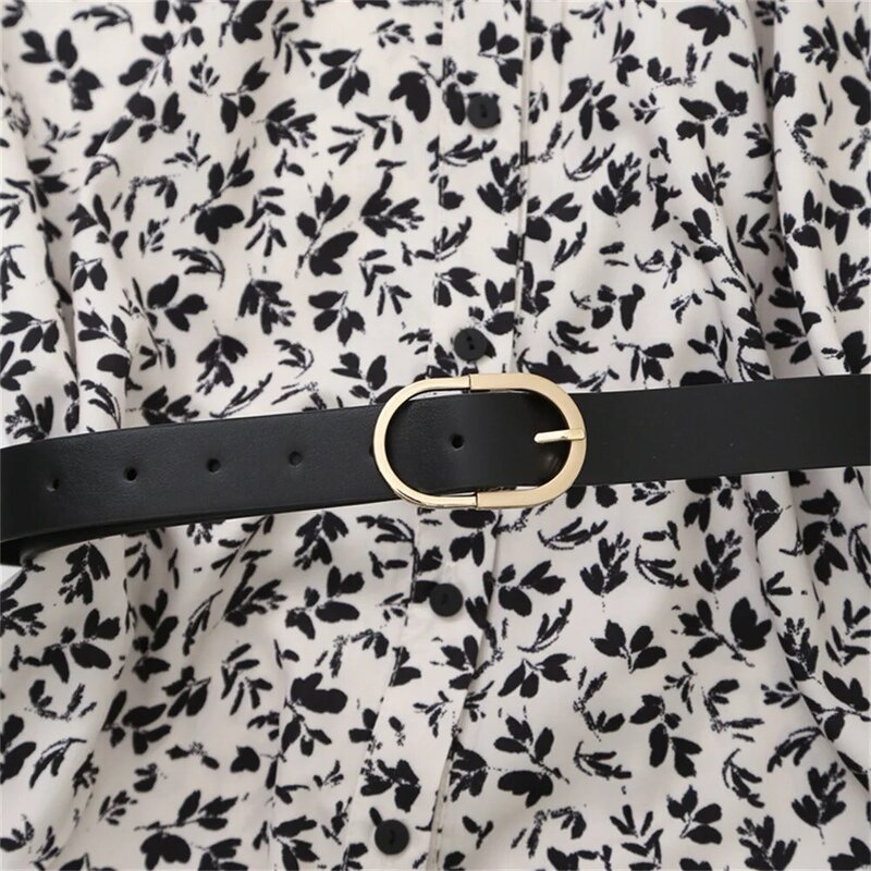 New casual belt with floral print short dress for women
