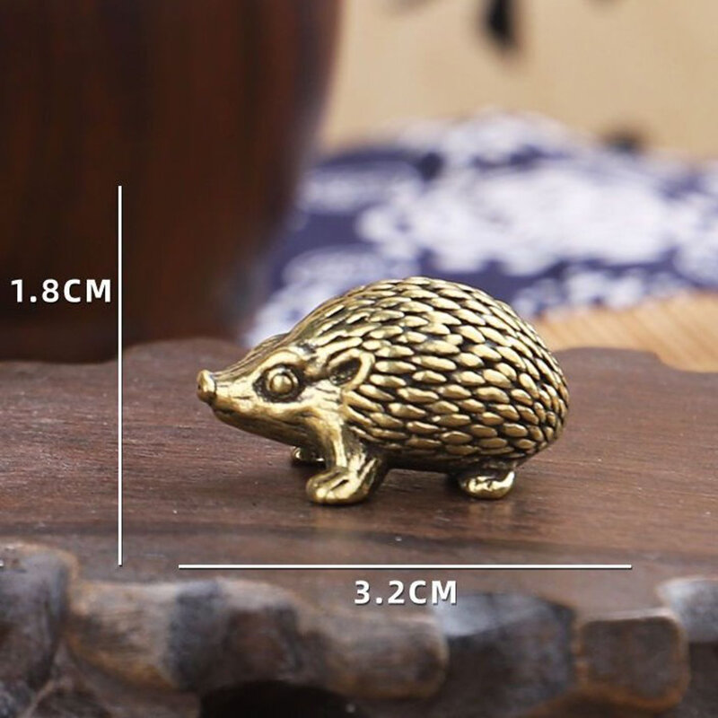 Erizo de cobre para decoración del hogar, adornos pequeños, escultura de Animal antiguo de latón macizo, artesanías, mesa de té de escritorio