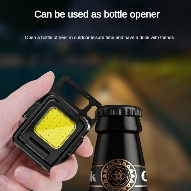 Small Led Flashlight Keychain Camping Lantern USB Rechargeable Lamp LED COB 90 ° Rotation Tent Camping Lamp Outdoor Strong Light