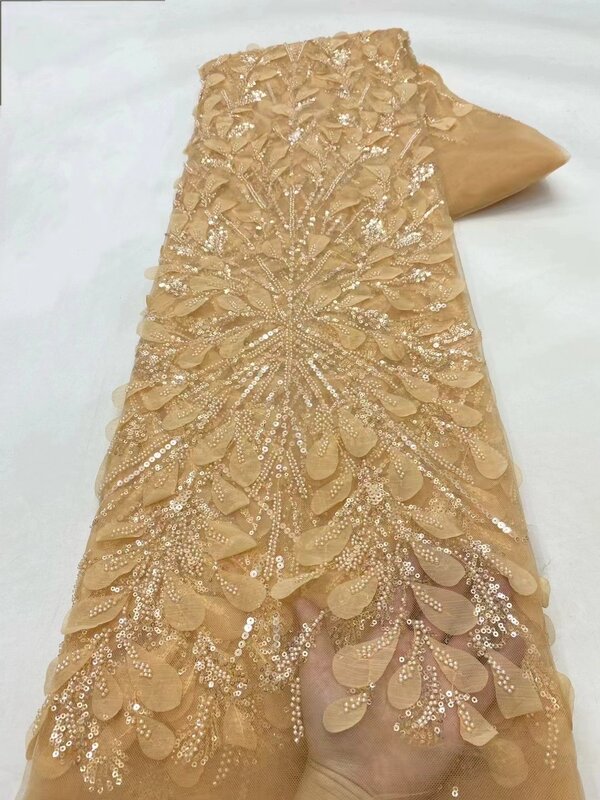 Tela de encaje con cuentas de bordado francés elegante, tela de lentejuelas nigerianas africanas para vestido de fiesta de lujo, costura de alta calidad, 2024