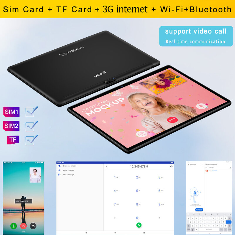 Bdf 10.1 Inch Tablet Android 9 Octa Core 3G / 4G Mobilephone Call 4Gb/64Gb rom Bluetooth Gps Wifi 2.5D Staal Scherm Tablet Pc