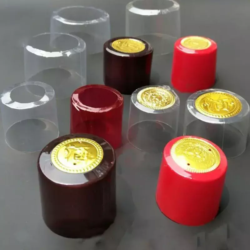 Cápsulas termorretráctiles para botella de vino, tapa termorretráctil, envoltura de película para botella de boca recta, 100 unidades