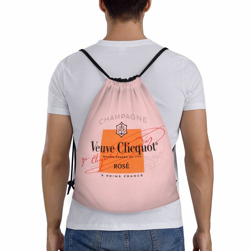 Custom Luxury Champagne Drawstring Bag for Shopping Yoga Backpacks Women Men Champagne Champers Sports Gym Sackpack
