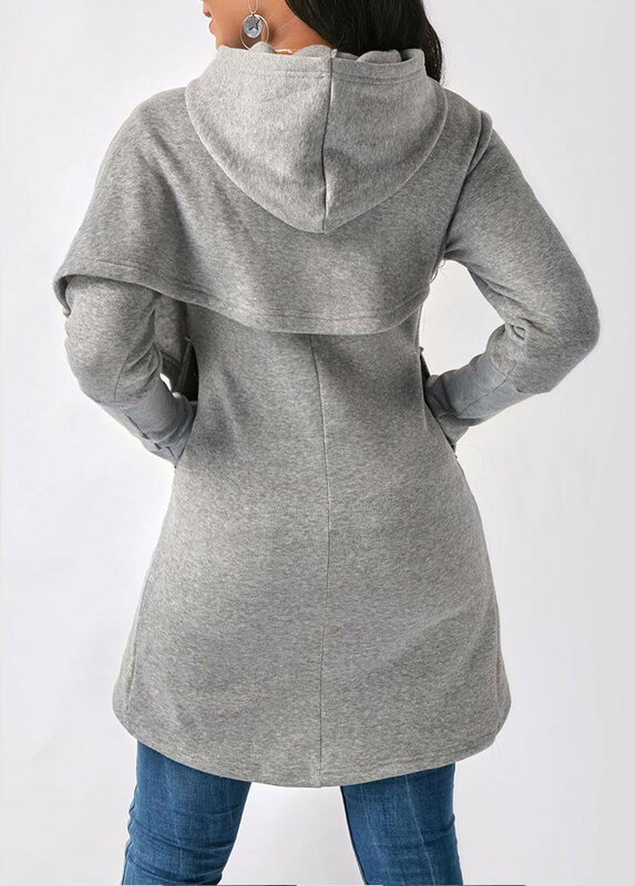 Sudadera con capucha de manga larga para mujer, suéter informal de Color sólido, Tops de moda, otoño