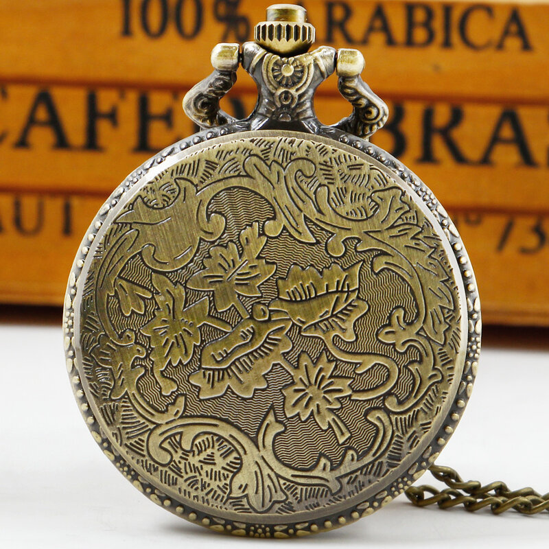 Chinese Legend Dragon Design Bronze Quartz Pocket Watch Men Women Exquisite Retro Necklace Pendant Pocket Clock Antique Gifts