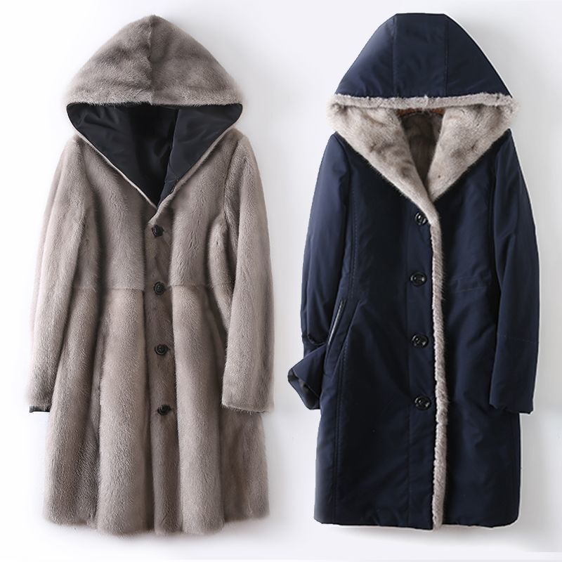 Jesienno-zimowa nowa kurtka zimowa parki damskie długi płaszcz koreański luźny sztuczne futro z norek liner kurtka ze sztucznego futra ciepły płaszcz z kapturem