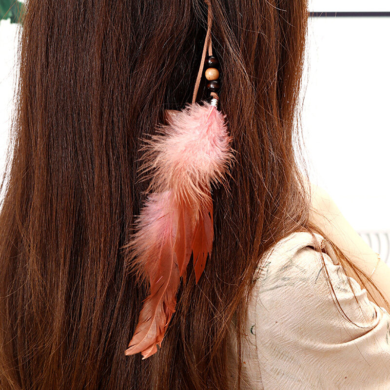 8Styles Candy Colors Feather Tassel Beads Headband Vintage Boho Indian Ethnic Woman Festival Hair Jewelry Decoration One Size