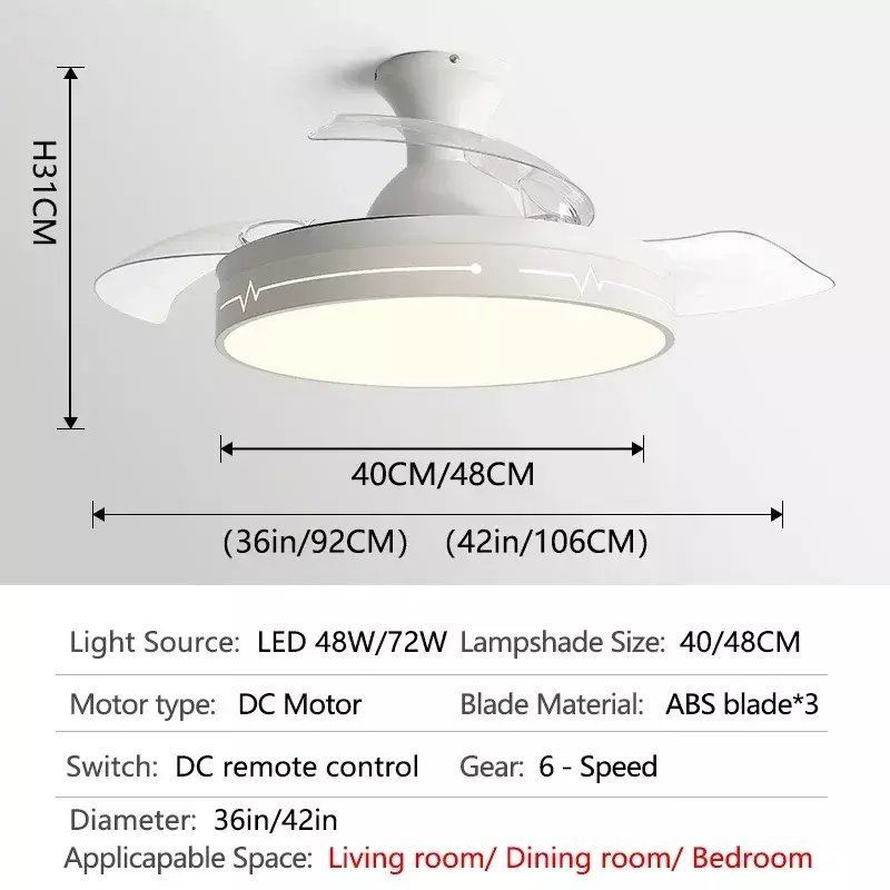 Ventilador de techo Led con Control remoto, iluminación oculta para restaurante, dormitorio, luces blancas con luz de 110-220V, decoración Lustre