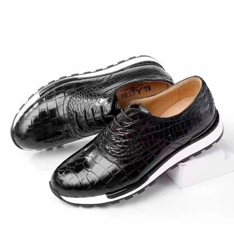 Sapatos de couro genuíno de crocodilo masculino, sapatos casuais masculinos, nova chegada, moda, 2023, 2023
