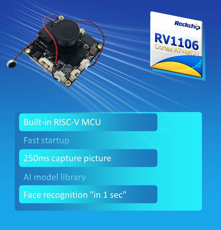 Rockchip papan kamera RV1106 IP, 1GB 5MP 0.5 atasan Wifi kamera Linix Motherboard 38*38 ISP3.2 SC530AI 4G 25fps gratis SDK