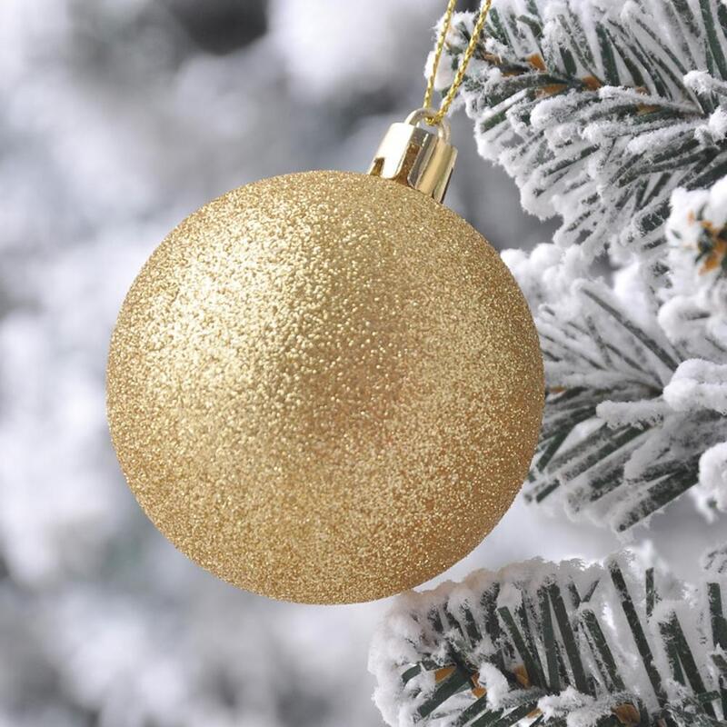 24 pçs bolas de natal cor brilhante matte melhorar a atmosfera natal árvore glitter bolas festa de natal ornamento para casa