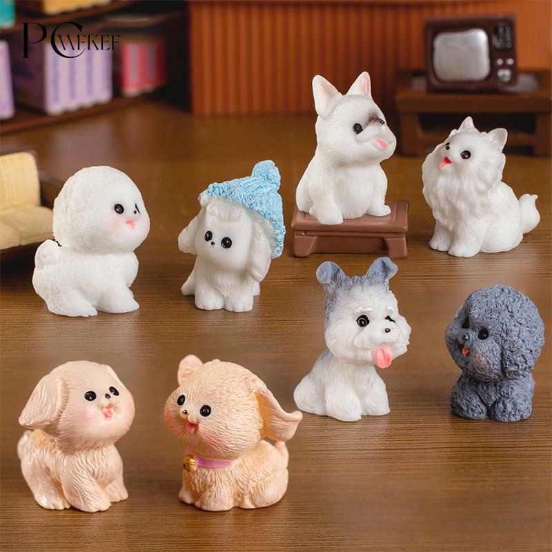 Mini estatueta do cão para jardim de fadas, bonito, resina, cachorro, animal, miniatura, ornamento home, micro paisagem, kawaii, decorações em vaso