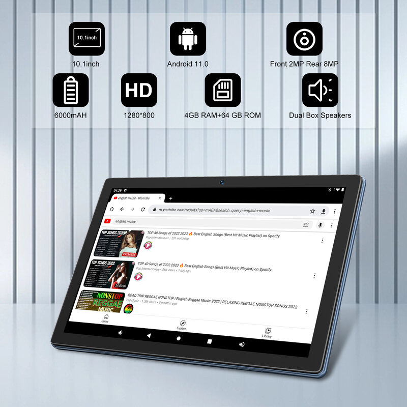 XGODY-10 "Tablet Android 11, Tablets de Estudo para Educação, 4GB, 64GB, PC WiFi, Bluetooth Case, Teclado para Adultos e Crianças, Crianças