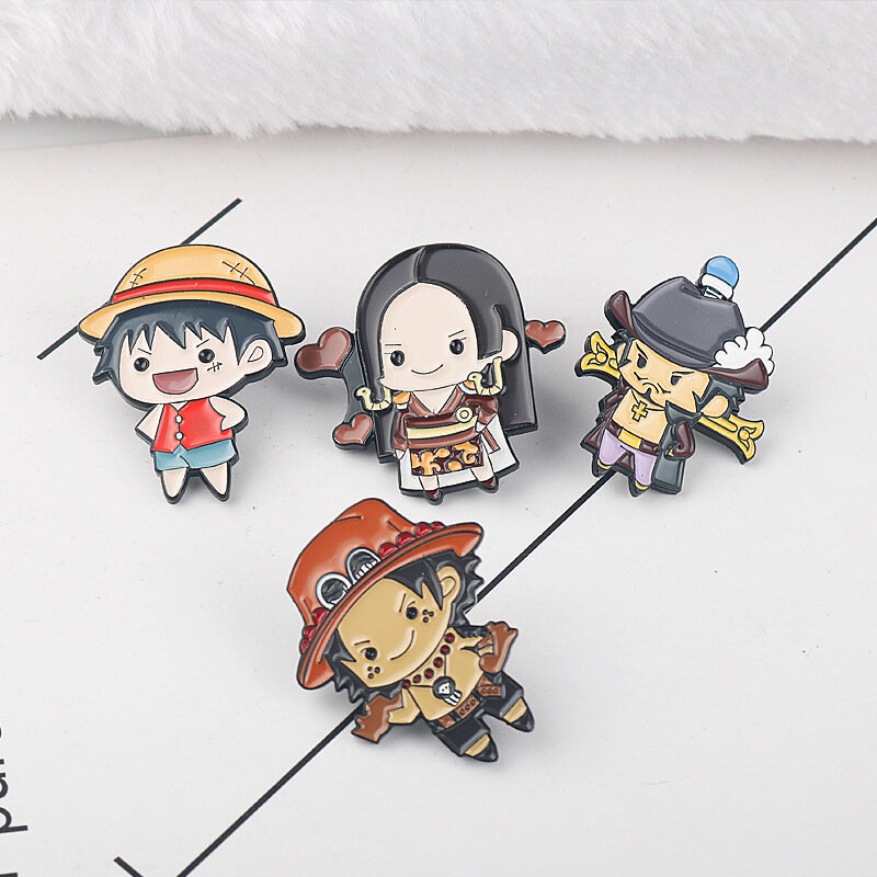Anime Pirate Captain Badge Pins Fashion Cute Cartoon Character Brooch 2023 New Backpacks Jackets Hats Metal Enamel Accessories