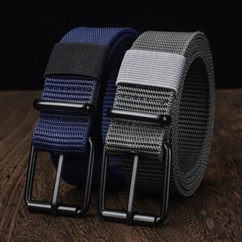 Cintura in tela perforata, cintura con fibbia ad ago da uomo, versione coreana per giovani studenti, cintura versatile per jeans, allenamento militare, estensione