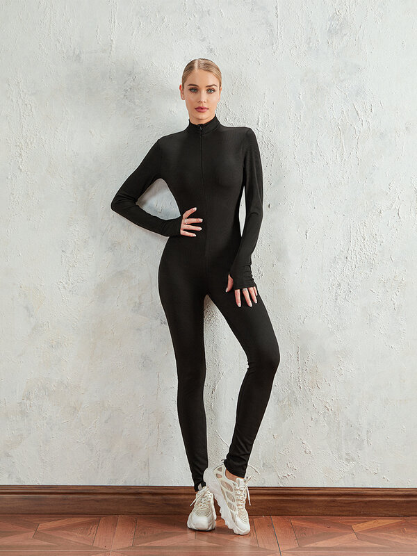 Women s  Jumpsuits Long Sleeve Going Out Zip Up Rompers Sexy Bodycon Workout Jumpsuit Streetwear