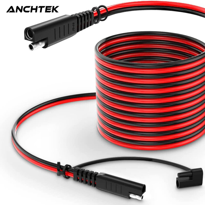 Anchtek-Cable de extensión SAE a SAE de 14AWG, adaptador de corriente de desconexión de conexión rápida, Cable de carga de batería para autocaravana y motocicleta