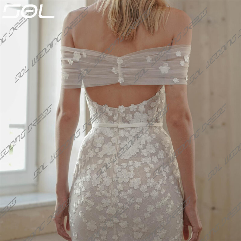 Robe de mariée en tulle avec appliques en dentelle 3D pour femmes, magnifique robe sexy pour patients sirène, hors de l'initiative, robe de mariée