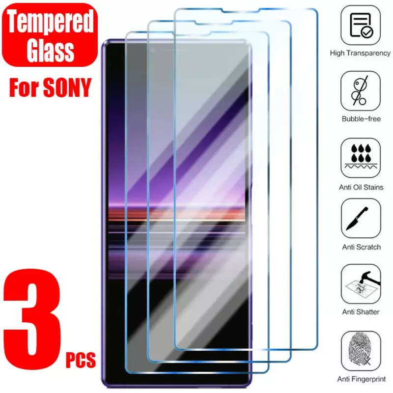 Protector de pantalla para Sony Xperia 5 10 II Plus XA1, vidrio templado para Sony Xperia L L2 L3 L4 XZ1 Z3 Z4 Z5, vidrio compacto, 3 unidades