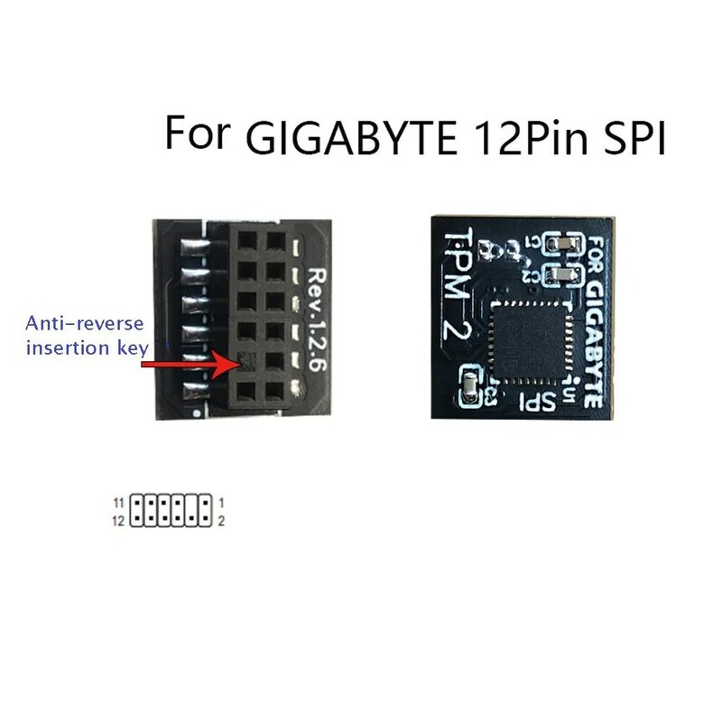 TPM 2.0 Encryption Security Module Remote Card 12 Pin SPI TPM2.0 Security Module for Gigabyte Motherboard