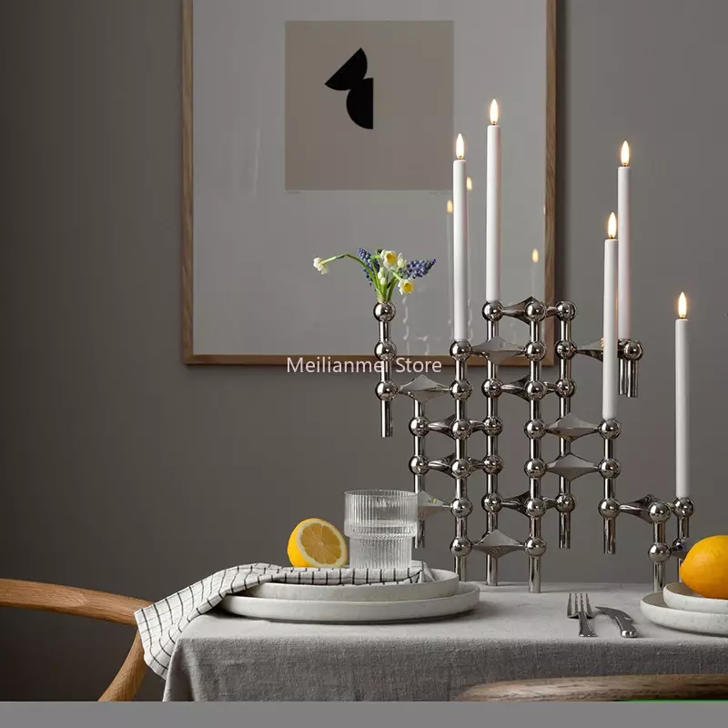 Struktura molekularna metalowy świecznik skandynawski złoty świecznik centralny salon dekoracja prezent home decore candelabra