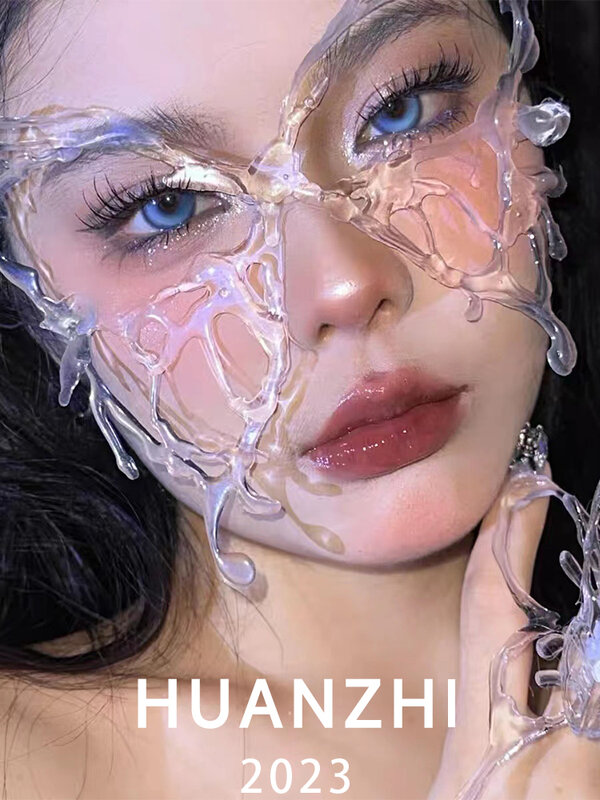 2023 HUANZHI New Easter Future Science Technology Shaped Butterfly  Mask Transparent Cover Face Party Resin Jewelry Gift