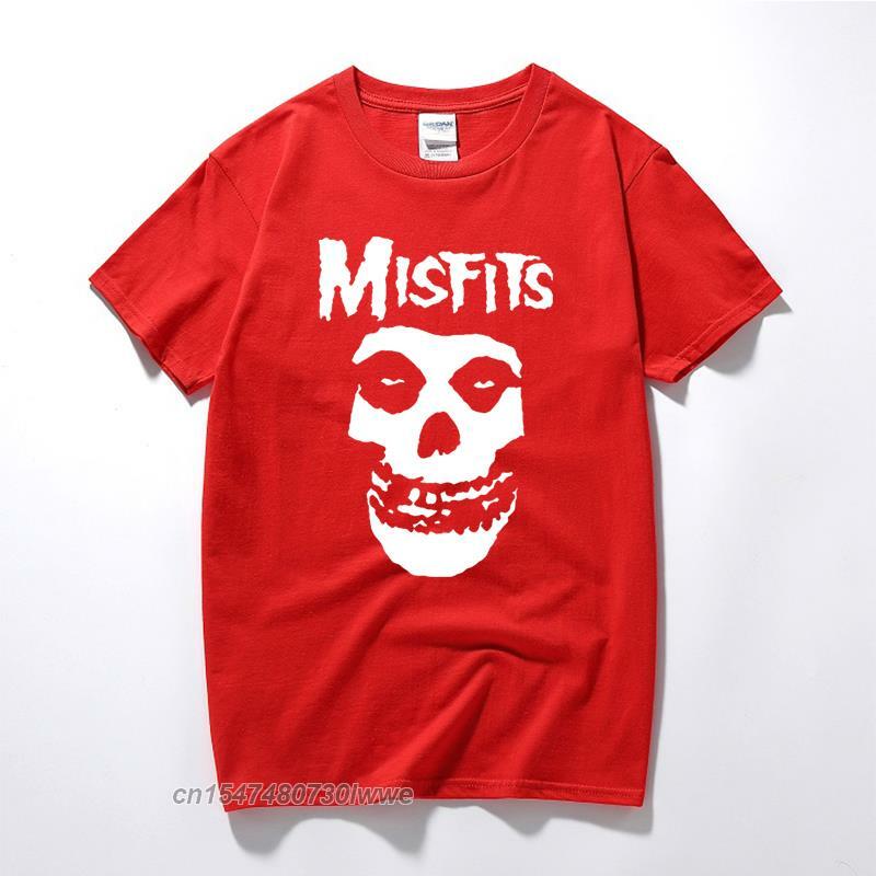 Nowy męski Hip-Hop Punk czaszka Misfits marki bawełny z krótkim rękawem T-Shirt fajny projekt mężczyzna lato podstawowe topy