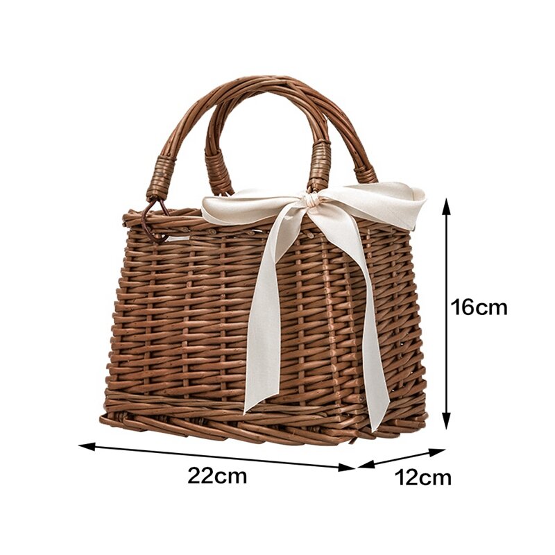 Asds-Rattan gewebte Tasche Retro-Stil Tasche Handtasche Strand tasche Aufbewahrung skorb Lunchbox Tasche