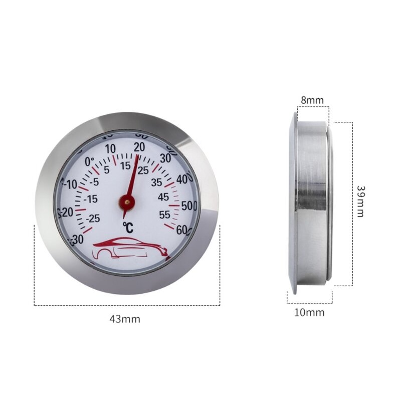 Mini termômetro redondo 43 mm, medidor temperatura -30 a 60 ℃ indicador do medidor temperatura
