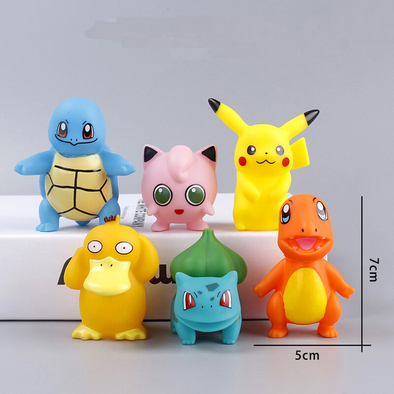 6 pz Pokemon vinile leggero Action Figure bambola giocattolo Pikachu PVC torta decorazione Psyduck Hollow modello bambini compleanno regali di natale