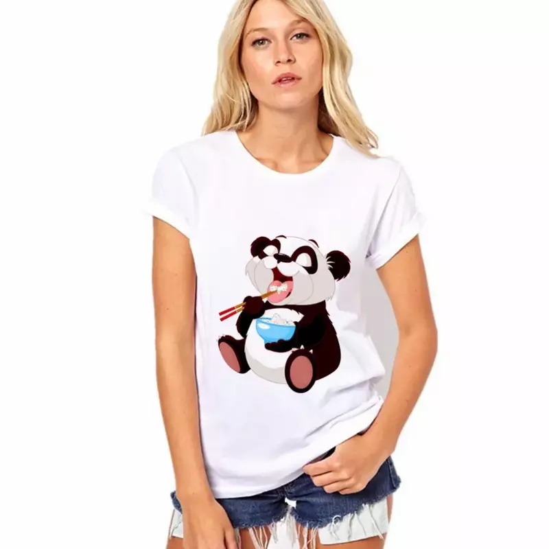 Camiseta de manga corta con estampado de Panda europeo y americano para mujer, ropa de talla grande, camisetas gráficas estéticas Y2k, ropa nueva