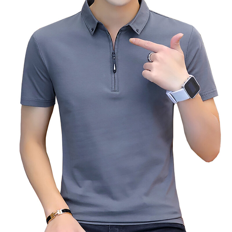 BROWON-polo informal de verano para hombre, camisa de manga corta con cuello vuelto, ajustada, color vendido, talla grande, 2024