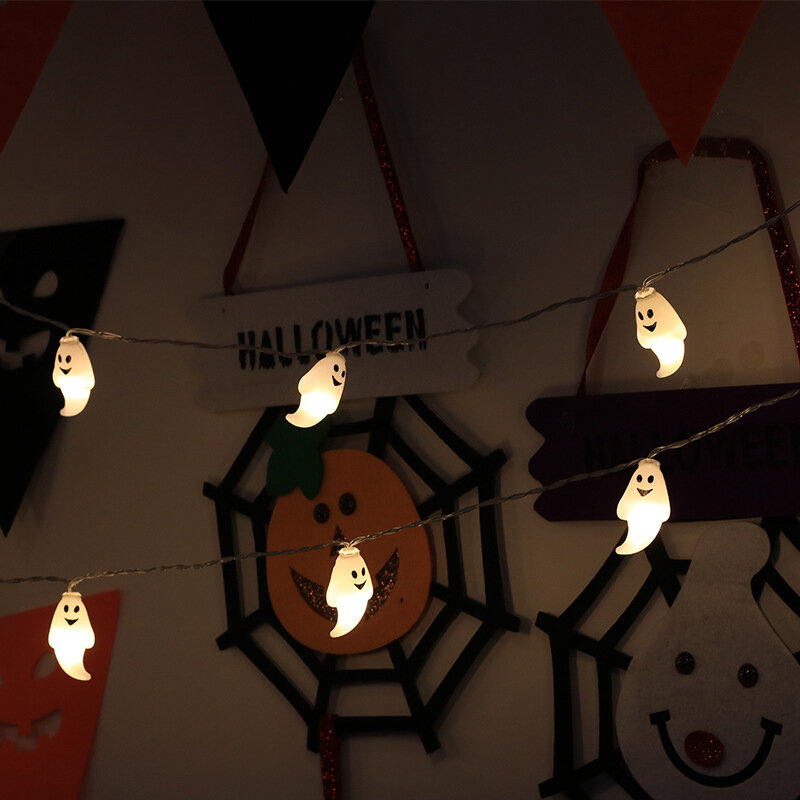 Guirxiété Lumineuse LED Décorative, Série Halloween, Citrouille, Oeil Fantôme, Crâne, Batterie, Festival Fantôme